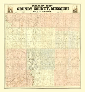 Vintage Map of Gundy County, Missouri 1890