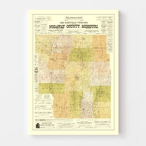 Vintage Map of Nodaway County, Missouri 1906