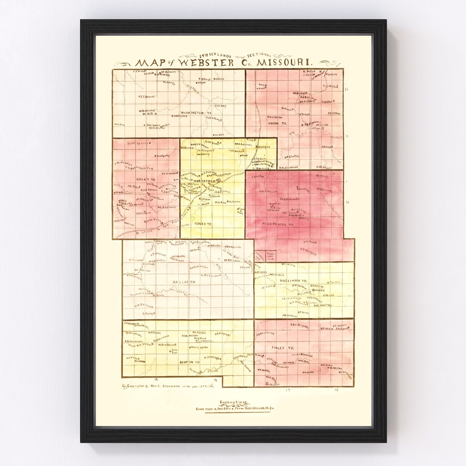 Vintage Map of Webster County, Missouri 1877