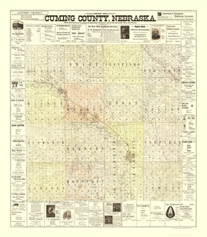 Vintage Map of Cuming County, Nebraska 1900