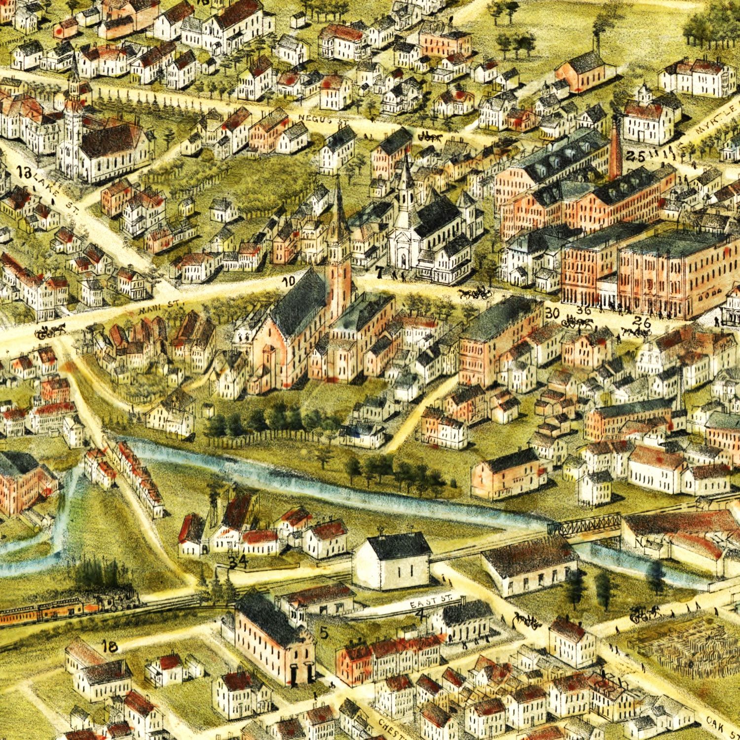 Vintage Map of Webster, Massachusetts 1892