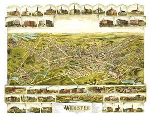 Vintage Map of Webster, Massachusetts 1892