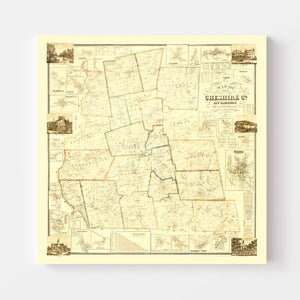 Vintage Map of Cheshire County, New Hampshire 1858