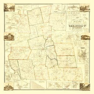 Vintage Map of Cheshire County, New Hampshire 1858
