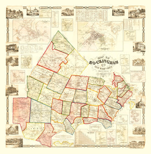 Vintage Map of Rockingham County, New Hampshire 1857