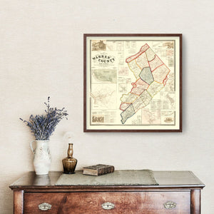 Vintage Map of Warren County, New Jersey 1860