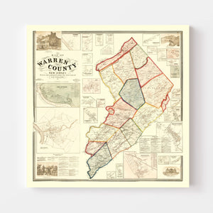 Vintage Map of Warren County, New Jersey 1860