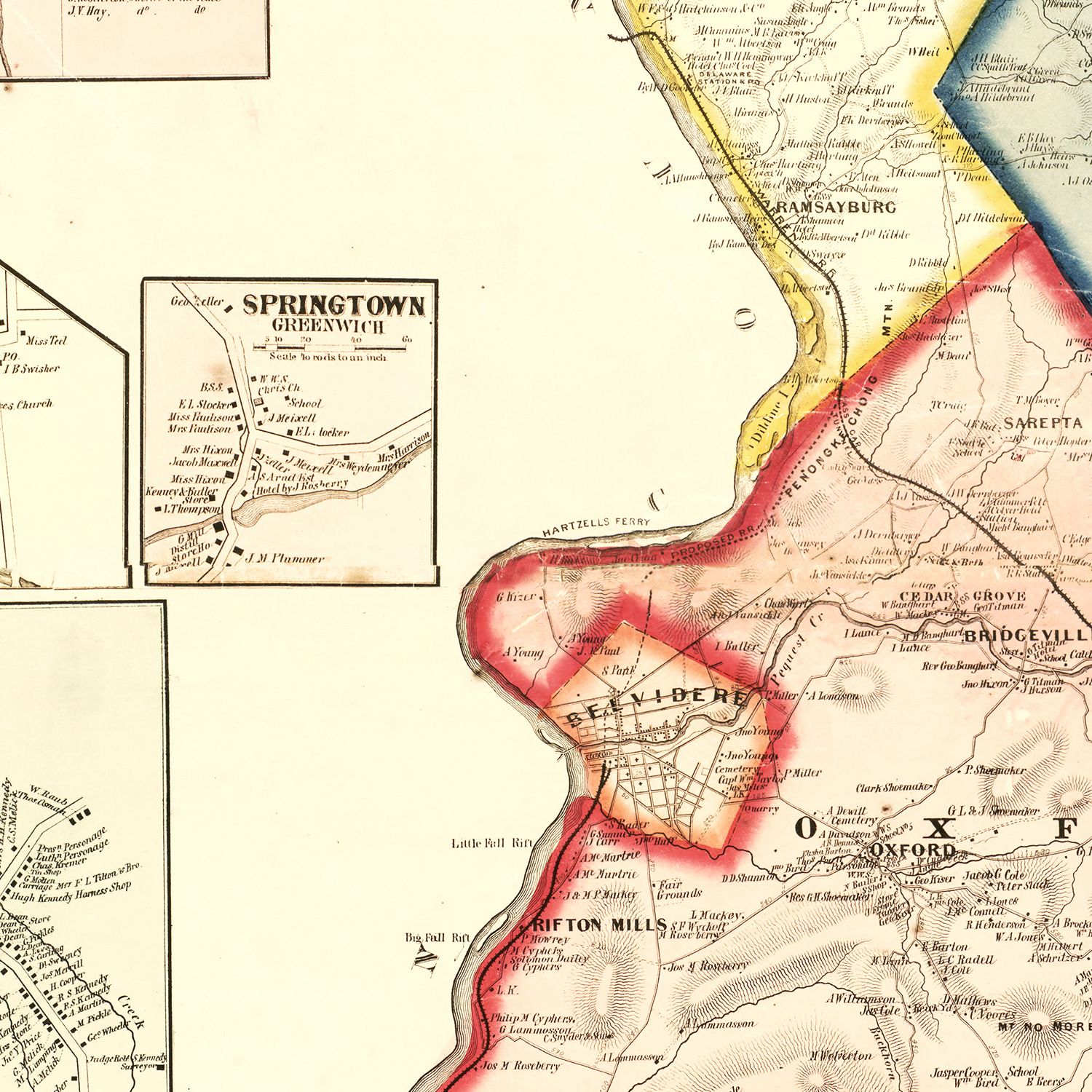 Vintage Map of Warren County, New Jersey 1860