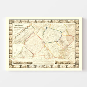 Vintage Map of Union County, New Jersey 1862