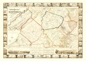 Vintage Map of Union County, New Jersey 1862