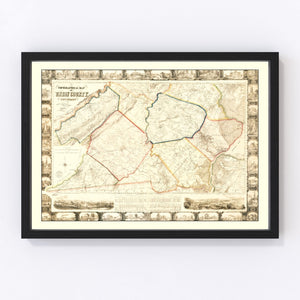 Vintage Map of Union County, New Jersey 1862