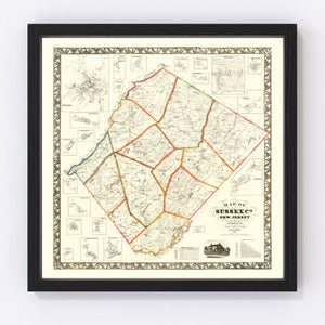 Vintage Map of Sussex County, New Jersey 1860