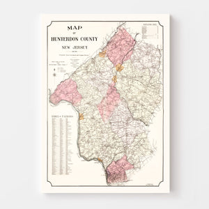 Vintage Map of Hunterdon County, New Jersey 1902