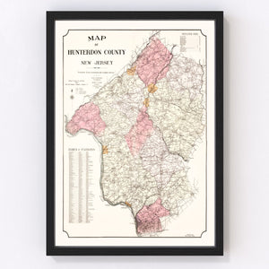 Vintage Map of Hunterdon County, New Jersey 1902