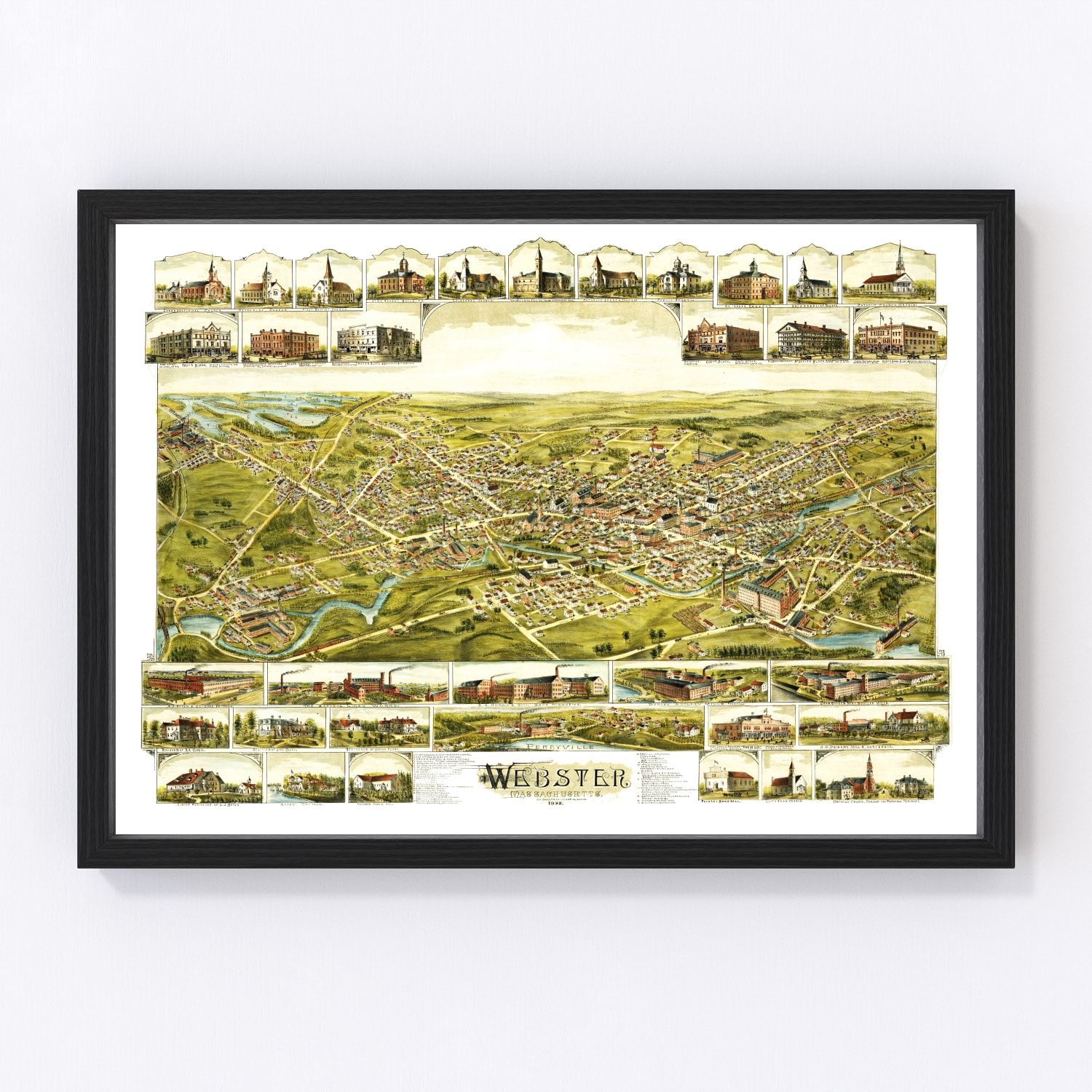 Vintage Map of Webster, Massachusetts 1892