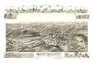 Vintage Map of West Boylston, Massachusetts 1891