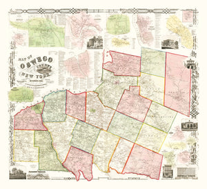 Vintage Map of Oswego County, New York 1854