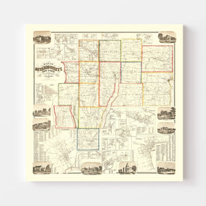 Vintage Map of Ontario County, New York 1859