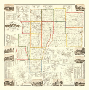 Vintage Map of Ontario County, New York 1859