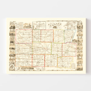Vintage Map of Genesee County, New York 1854