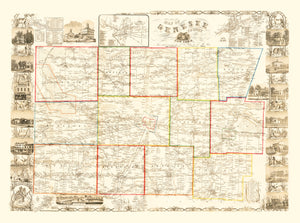 Vintage Map of Genesee County, New York 1854