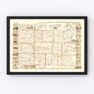Vintage Map of Genesee County, New York 1854