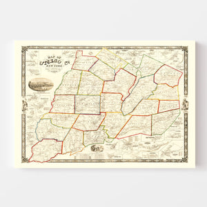 Vintage Map of Otsego County, New York 1856