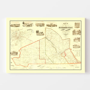 Vintage Map of Schenectady County, New York 1856