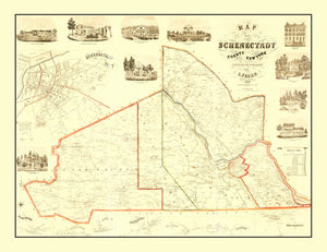 Vintage Map of Schenectady County, New York 1856