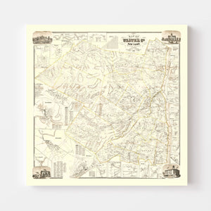 Vintage Map of Ulster County, New York 1858