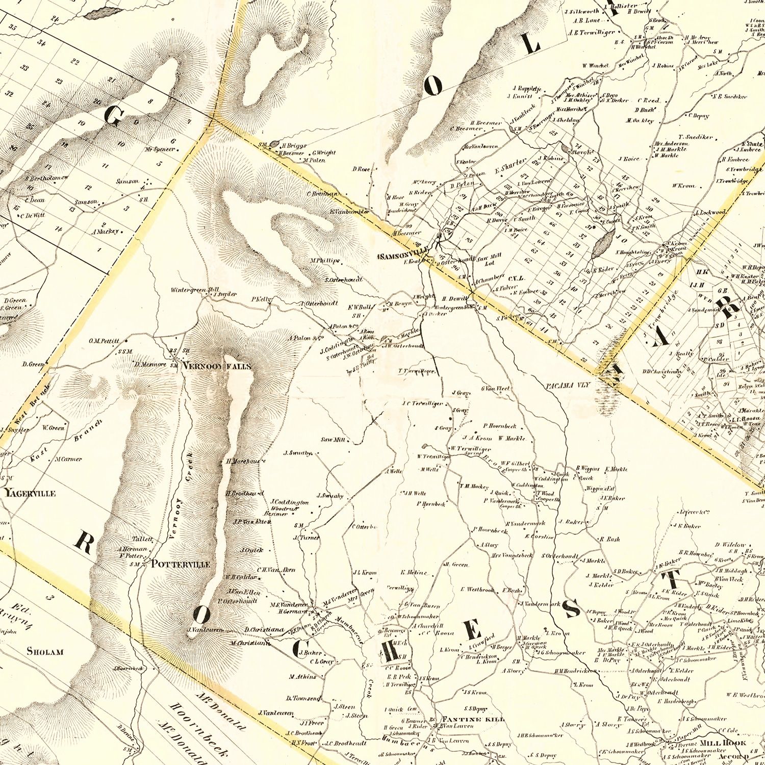Vintage Map of Ulster County, New York 1858