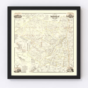 Vintage Map of Ulster County, New York 1858