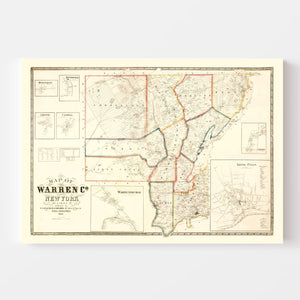 Vintage Map of Warren County, New York 1858