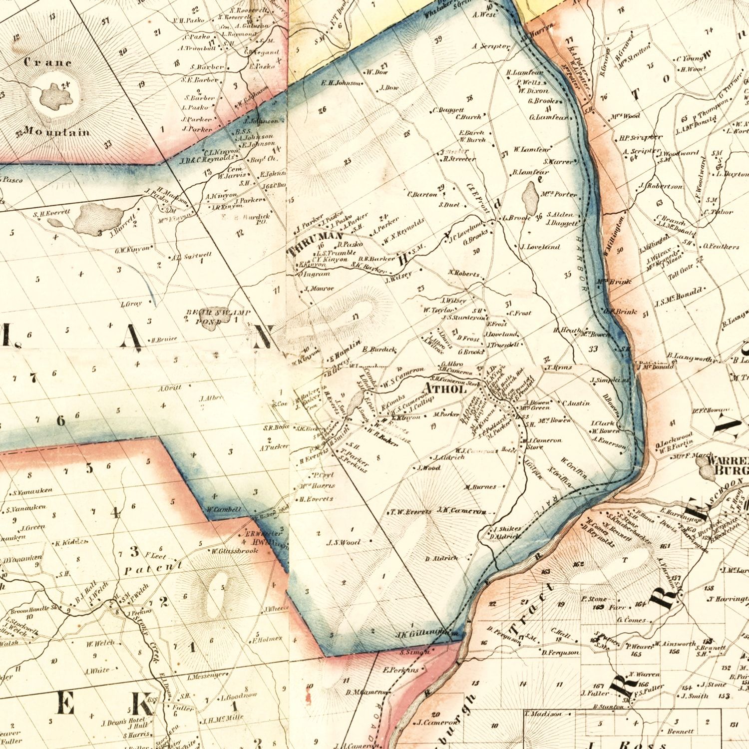 Vintage Map of Warren County, New York 1858