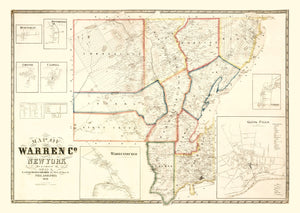 Vintage Map of Warren County, New York 1858