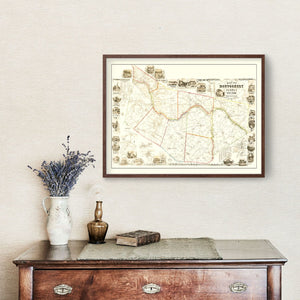 Vintage Map of Montgomery County, New York 1853