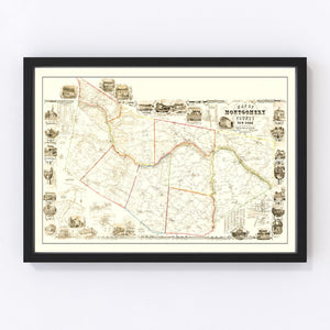 Vintage Map of Montgomery County, New York 1853