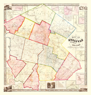 Vintage Map of Sullivan County, New York 1856