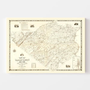 Vintage Map of Orange County, New York 1851