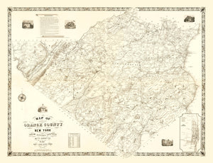 Vintage Map of Orange County, New York 1851