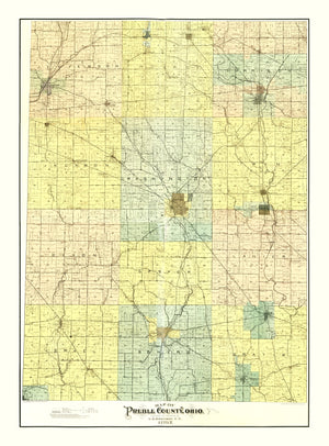 Vintage Map of Preble County, Ohio 1897