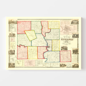 Vintage Map of Pickaway County, Ohio 1858