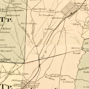 Vintage Map of Davidson County, North Carolina 1890