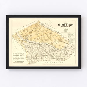 Vintage Map of Bladen County, North Carolina 1885