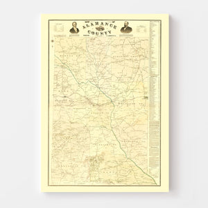 Vintage Map of Alamance County, North Carolina 1893