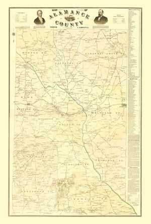 Vintage Map of Alamance County, North Carolina 1893