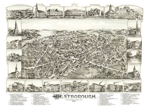 Vintage Map of Westborough, Massachusetts 1888