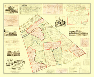 Vintage Map of Lebanon County, Pennsylvania 1860