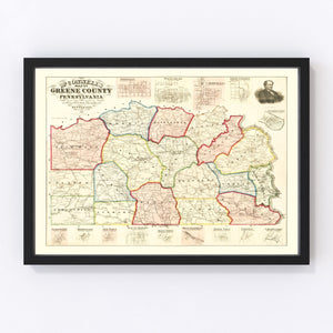 Vintage Map of Greene County, Pennsylvania 1865