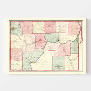 Vintage Map of Warren County, Pennsylvania 1865